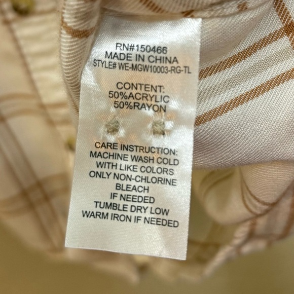 Alesbury Cream & Tan Plaid Button-Up Flannel Shirt Size XXL Tall - Picture 2 of 6